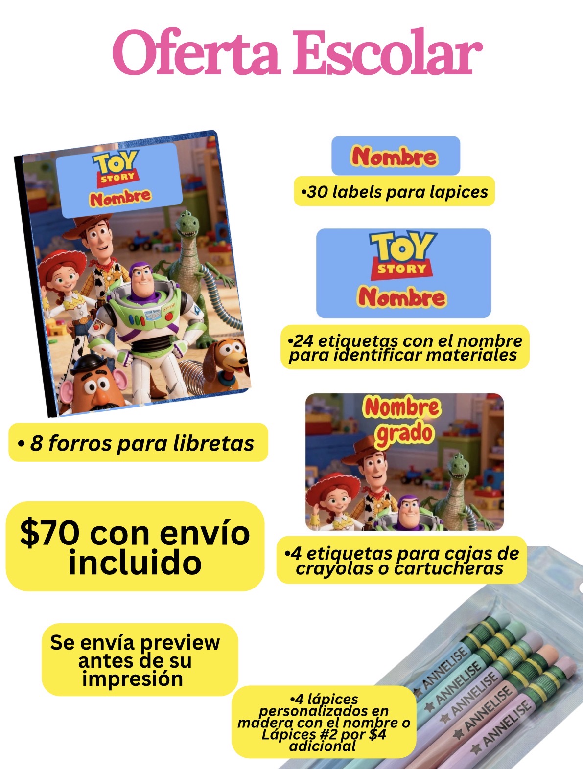 OFERTA - LABELS ESCOLARES CON FORROS
