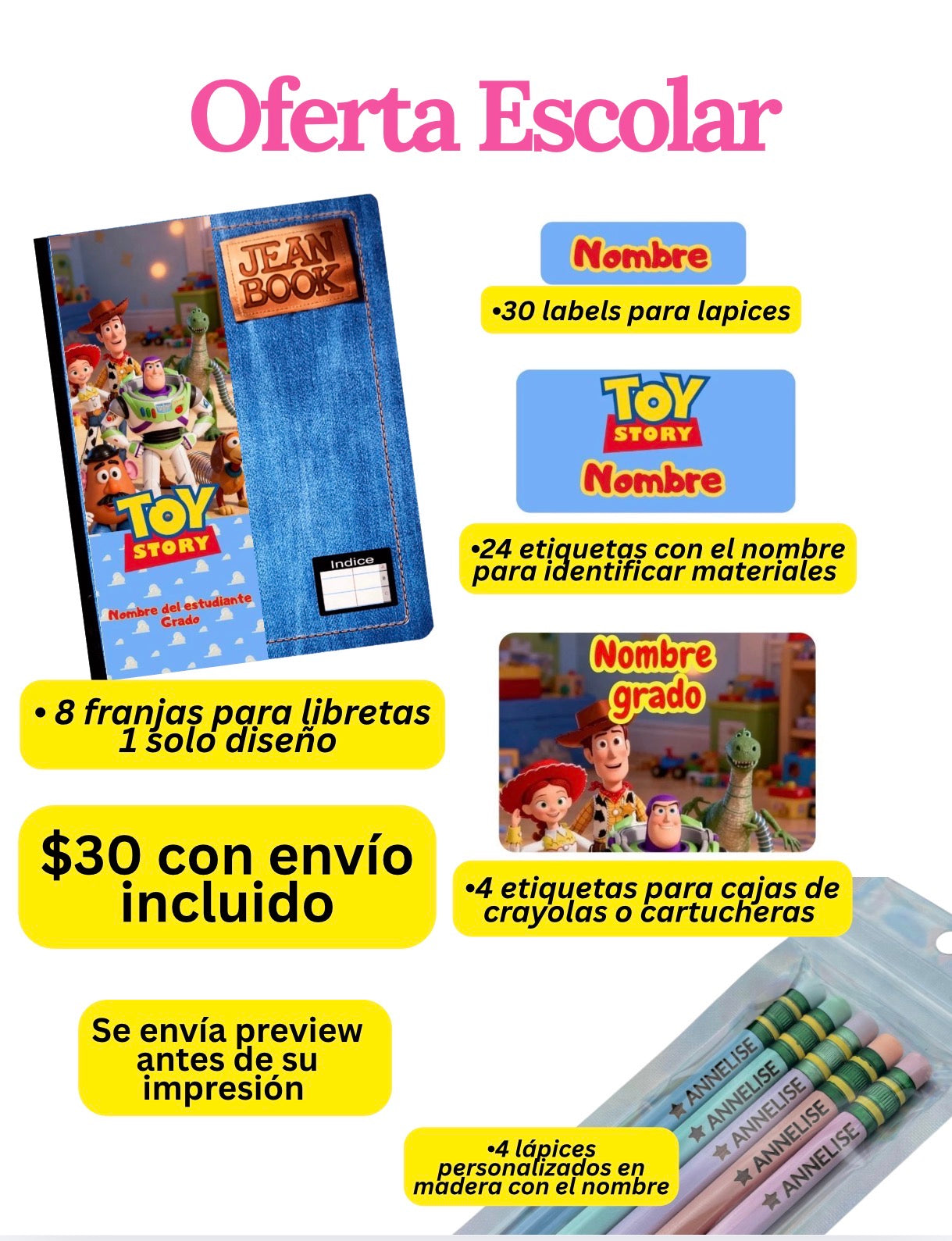 OFERTA - LABELS ESCOLARES CON FRANJAS
