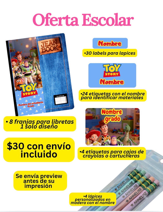 OFERTA - LABELS ESCOLARES CON FRANJAS